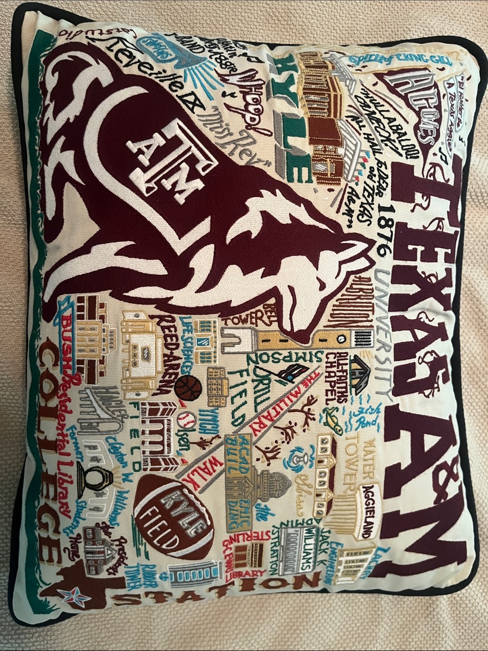 Texas A& M Maroon & Cream Decorative Throw Pillow by Cat Studio